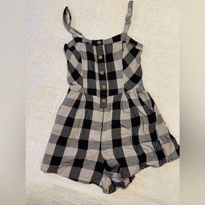 Hollister Plaid Romper Dress with Adjustable Straps and Pockets